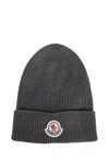 Moncler Ribbed Virgin Wool Beanie Accessories In Gray