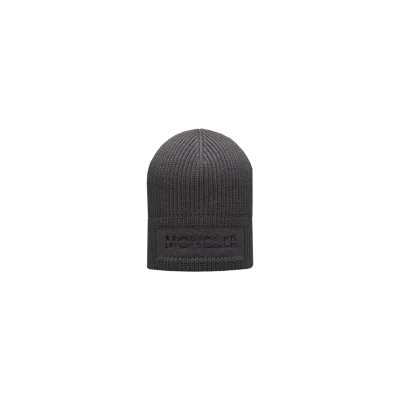 Moncler Wool Beanie Gray Size One Size In Black