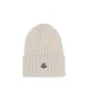 Moncler Wool Beanie Hat In White