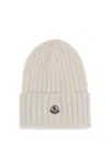 Moncler Wool Beanie Hat In White