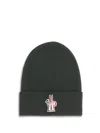 Moncler Wool Beanie Hat In Brown