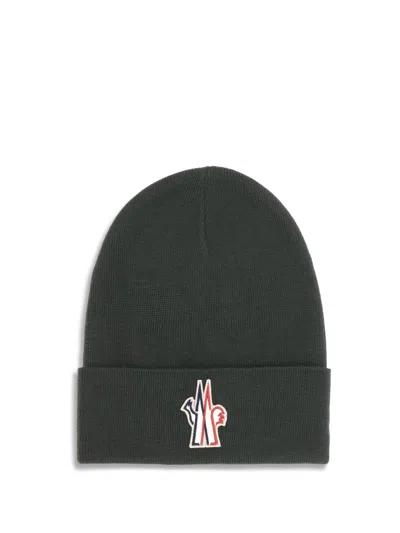 Moncler Wool Beanie Hat In Brown