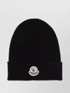 MONCLER WOOL BEANIE HAT CUFFED RIBBED KNIT