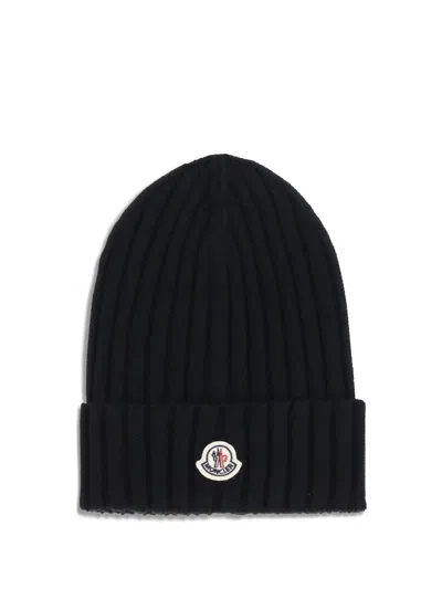 Moncler Wool Beanie Hat In Gray
