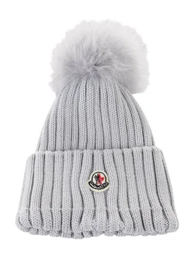 Pre-owned Moncler Wool Beanie Hat In Gray