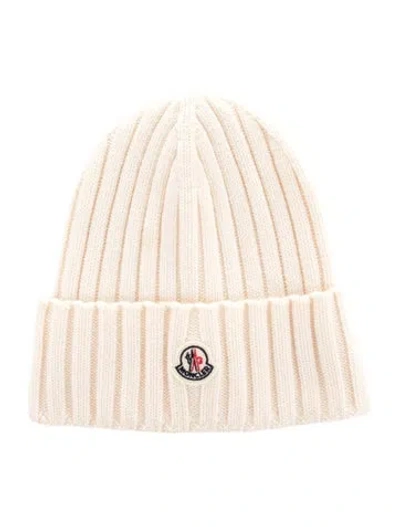 Pre-owned Moncler Wool Beanie Hat In Neutral