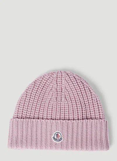 Moncler Wool Beanie Hat In Pink