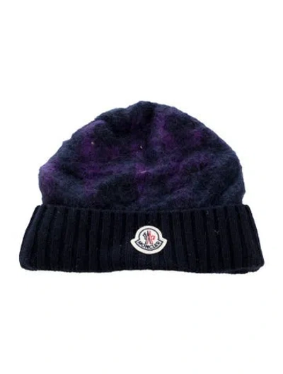 Pre-owned Moncler Wool Beanie Hat In Purple