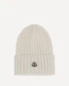Moncler Wool Beanie Hat In White