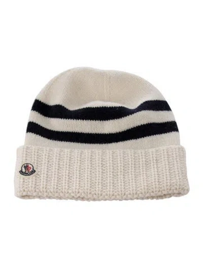 Pre-owned Moncler Wool Beanie Hat In White