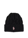 Moncler Cable Knit Wool Beanie In Black