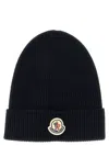Moncler Mens Black Logo-patch Ribbed Wool-cashmere Beanie Hat In Black