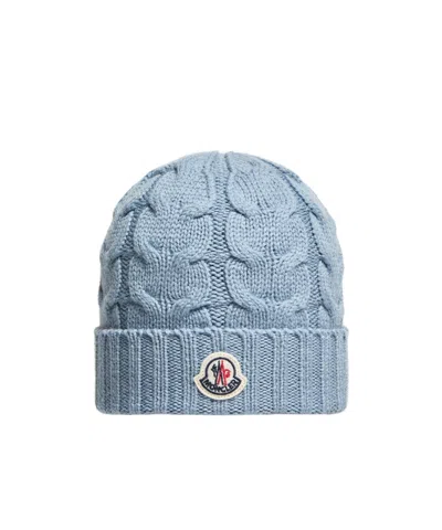 Moncler Wool Beanie In Light Blue