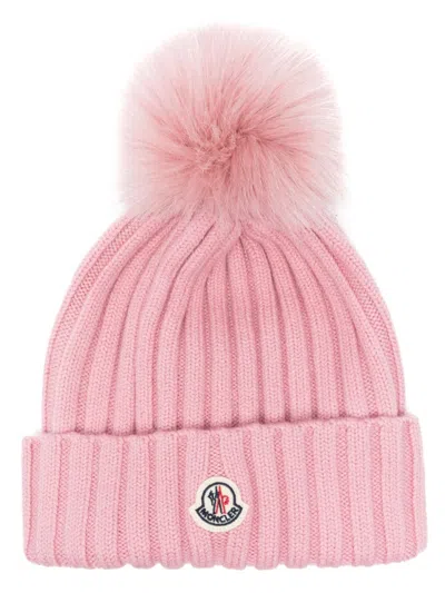 Moncler Wool Beanie In Pink