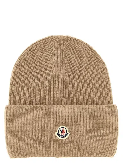Moncler Wool Beanie In Brown