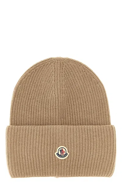 Moncler Wool Beanie In Sand