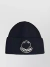 Moncler Wool Beanie Turn-up Brim In Blue