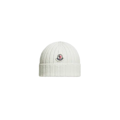 Moncler Wool Beanie, White, Size: 3xs