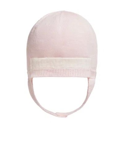 Moncler Wool Beanie With Earflaps In Pink