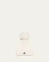 Moncler Wool Beanie With Faux Fur Pom In White