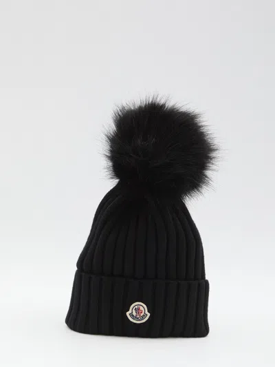 Moncler Wool Beanie With Pom Pom
