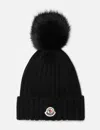 Moncler Cable-knit Cashmere And Wool-blend Beanie In Black