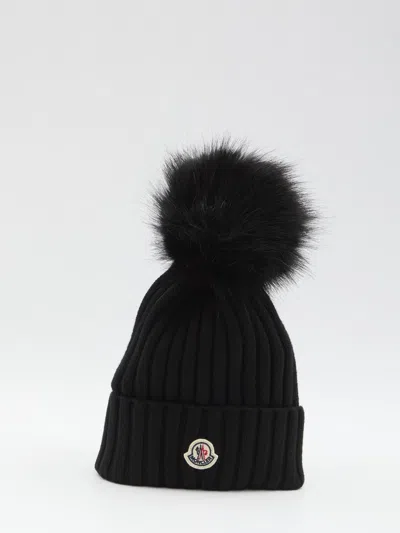 MONCLER WOOL BEANIE WITH POM POM