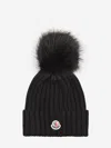 Moncler Virgin Wool And Black Cashmere Beanie Women In Black