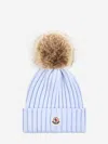 Moncler Wool Beanie With Pom Pom In Blue