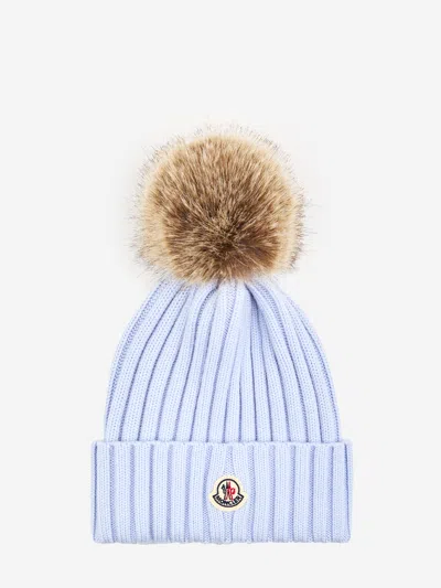 Moncler Wool Beanie With Pom Pom In Blue