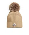 Moncler Wool Beanie With Pom Pom In Gray