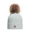 Moncler Wool Beanie With Pom Pom In Gray