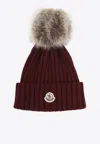 Moncler Wool Beanie With Pom Pom In Red