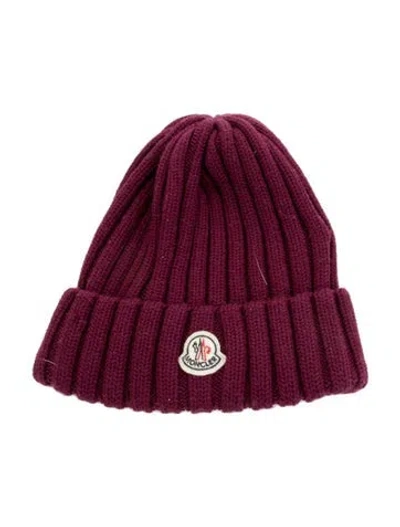 Pre-owned Moncler Wool Beanies With Logo In Purple