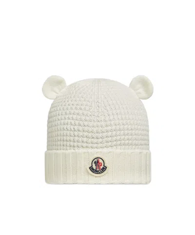 Moncler Wool Bear Ear Cap In White