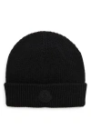 Moncler Wool Blend Beanie In Black