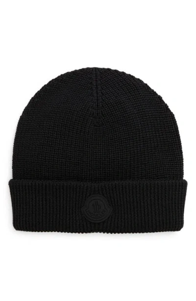 Moncler Wool Blend Beanie In Black