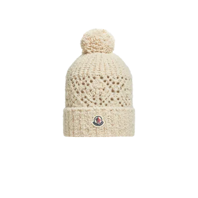 Moncler Kids' Bonnet En Laine Mélangée Avec Pompon, Filles, Beige, Taille: S In Sand