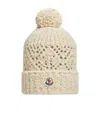 Moncler Wool Blend Beanie With Pom Pom In Neutral
