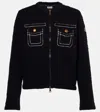 Moncler Wool-blend Boucle Down Jacket In Blue