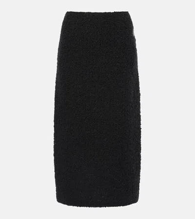 Moncler Wool-blend Bouclé Midi Skirt In Black