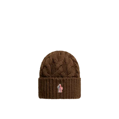 Moncler Wool Blend Cable Knit Hat, Women, Brown, Size: One Size