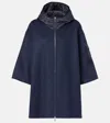 Moncler Hooded Shell And Wool-blend Cape Coat In Blue
