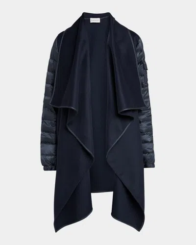 Moncler Wool-blend Cape In Dark Blue