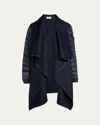 Moncler Cape En Feutre De Laine Matelassé In Dark Blue