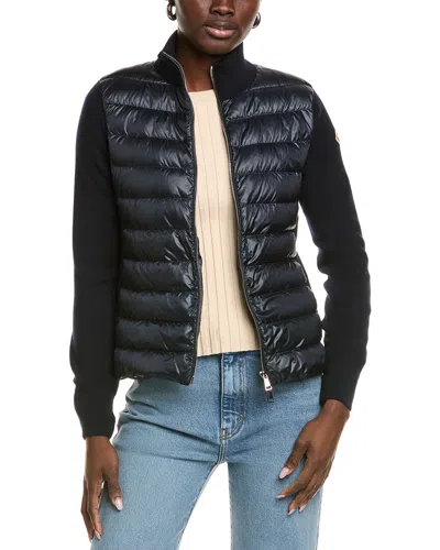 Moncler Wool-blend Cardigan In Blue