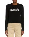 Moncler Cropped Sweater With Contrasting Embroidered Logo In Black