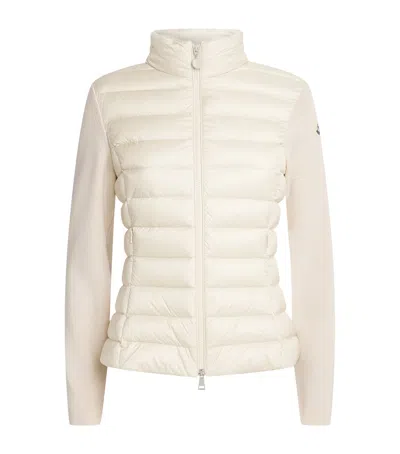 Moncler Wool-blend Down-filled Cardigan In Beige