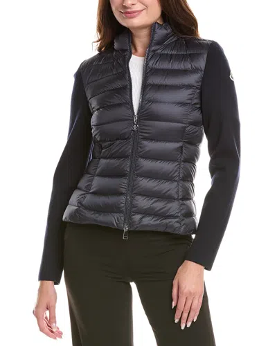 Moncler Wool-blend Down Jacket In Blue