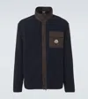 Moncler Wool-blend Fleece Zip-up Cardigan In Blue